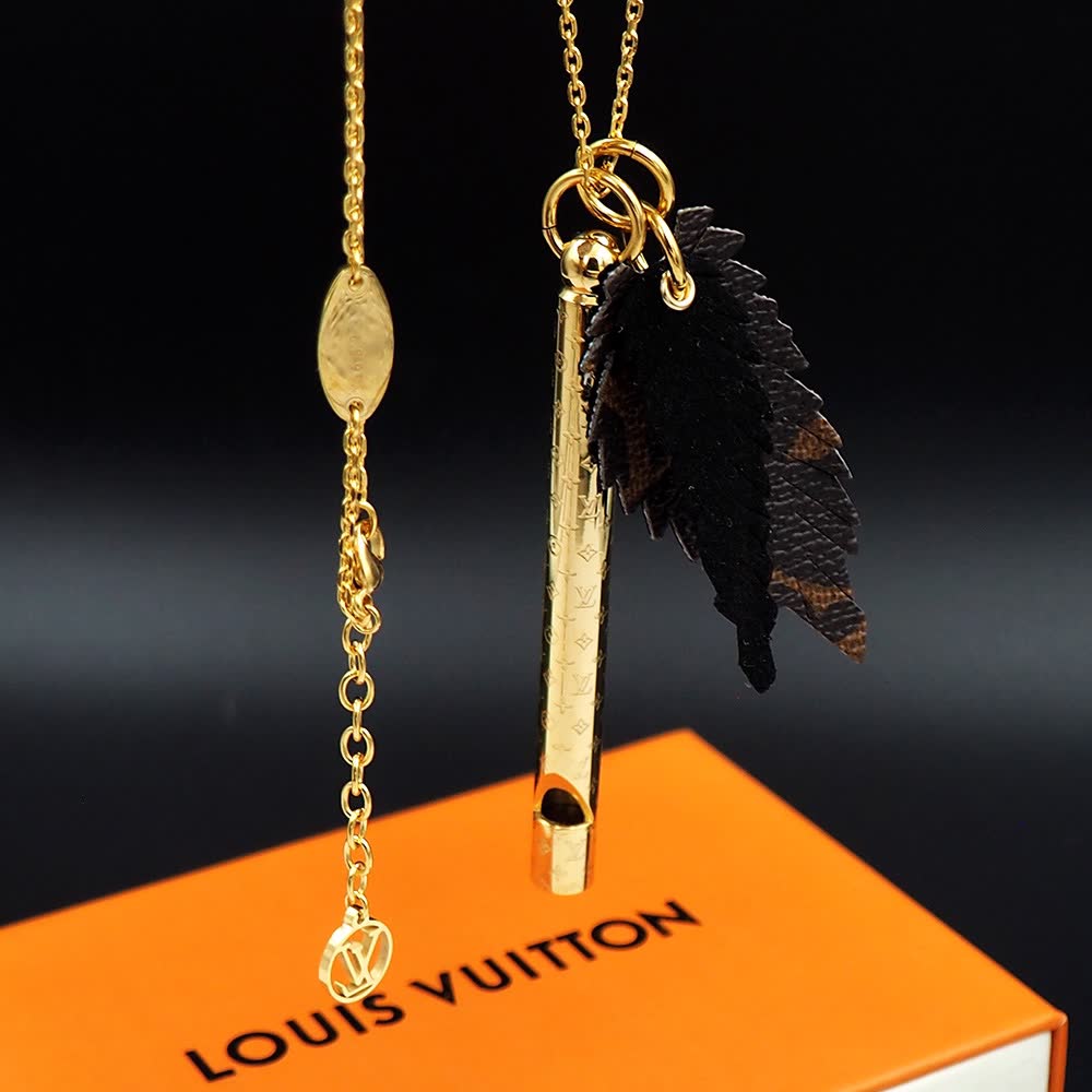 Louis Vuitton Monogram World Tour Gold Plated Necklace